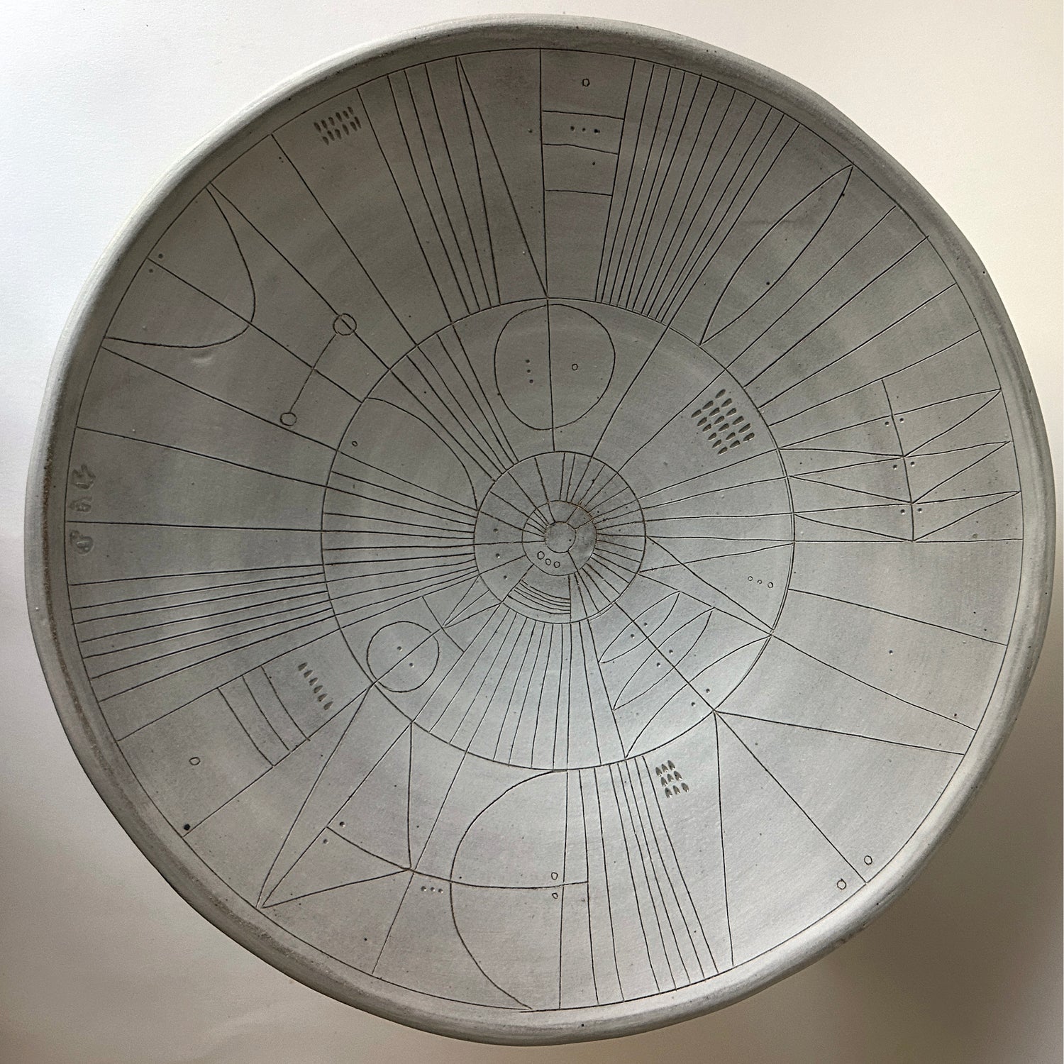 Scribe Pedestal Bowl in Sgrafitto