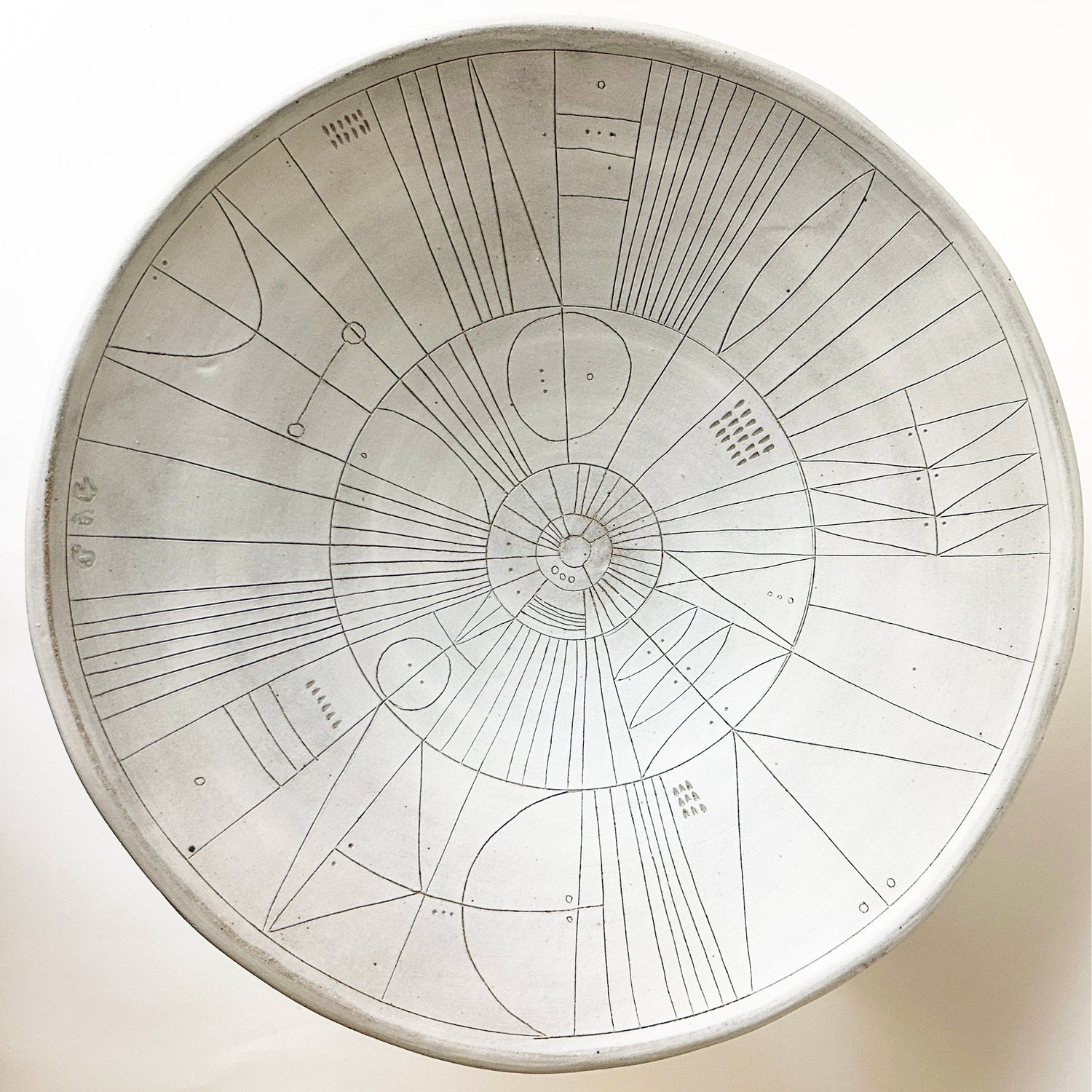 Scribe Pedestal Bowl in Sgrafitto